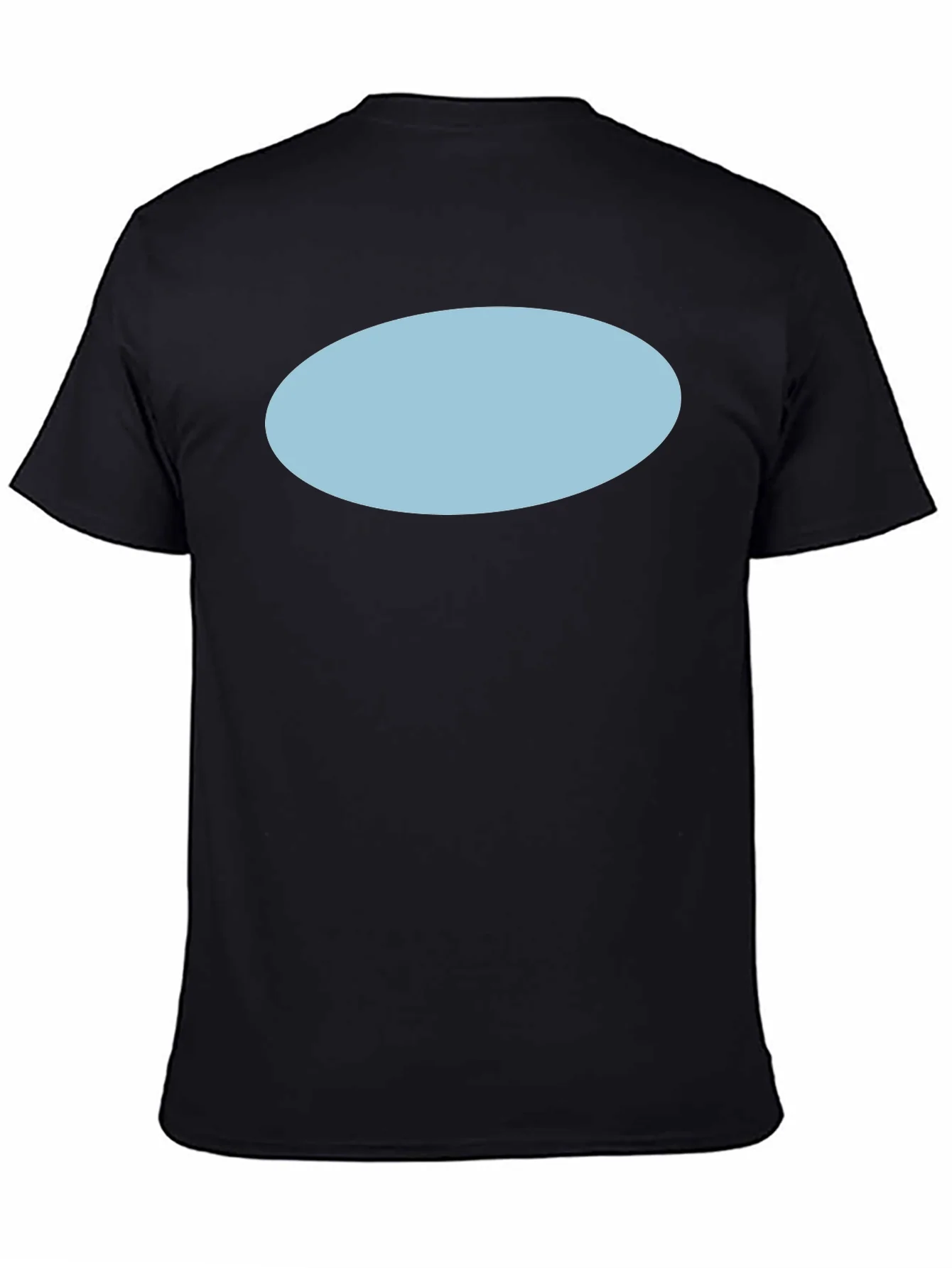 Mens Black Short Sleeve T-Shirt with Blue Oval Design