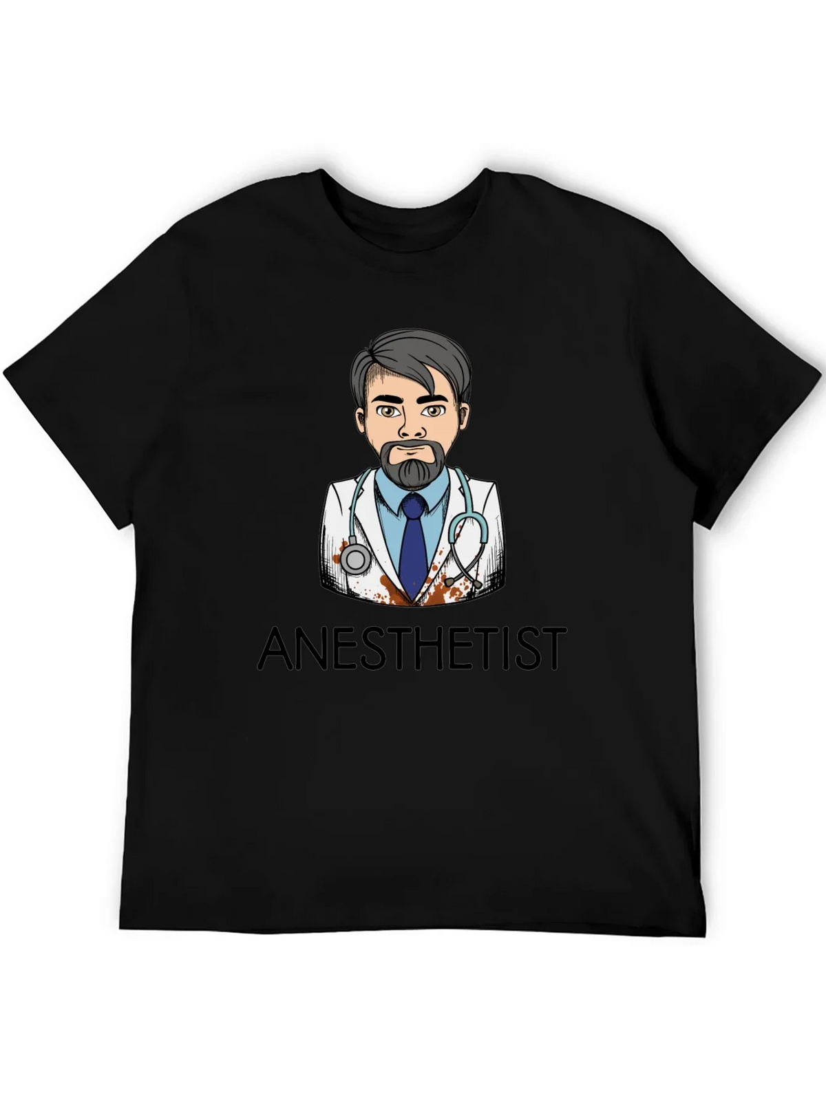 Anesthetist Cartoon Graphic Black T-Shirt