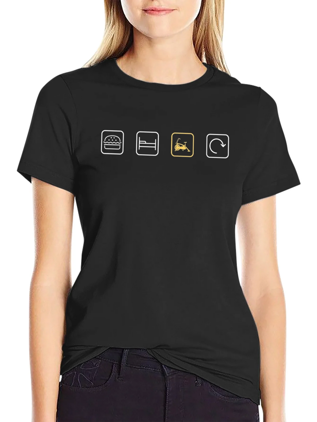 Eat Sleep Exercise Repeat Black T-Shirt