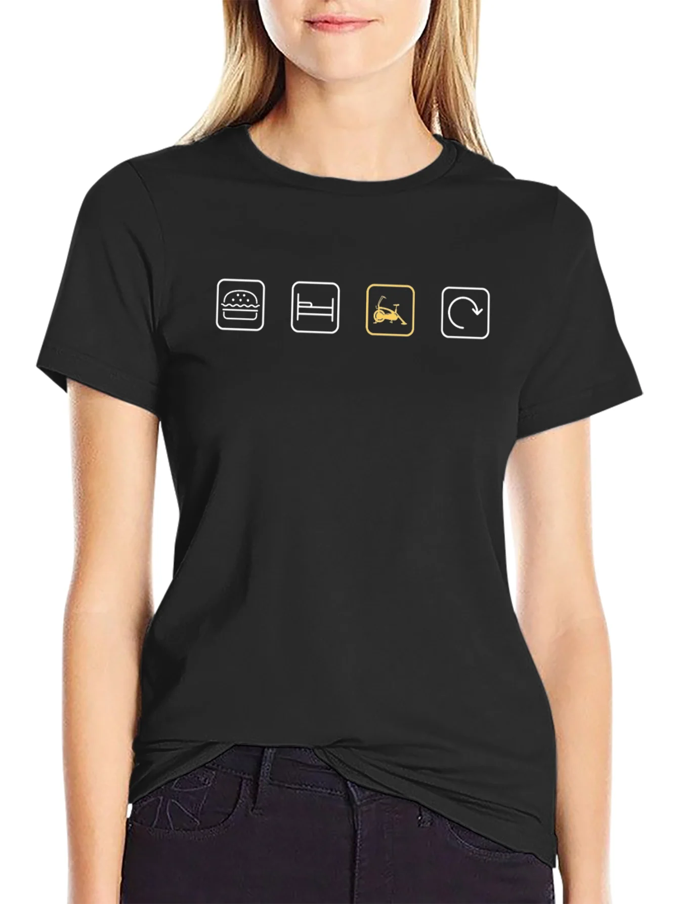 Eat Sleep Exercise Repeat Black T-Shirt
