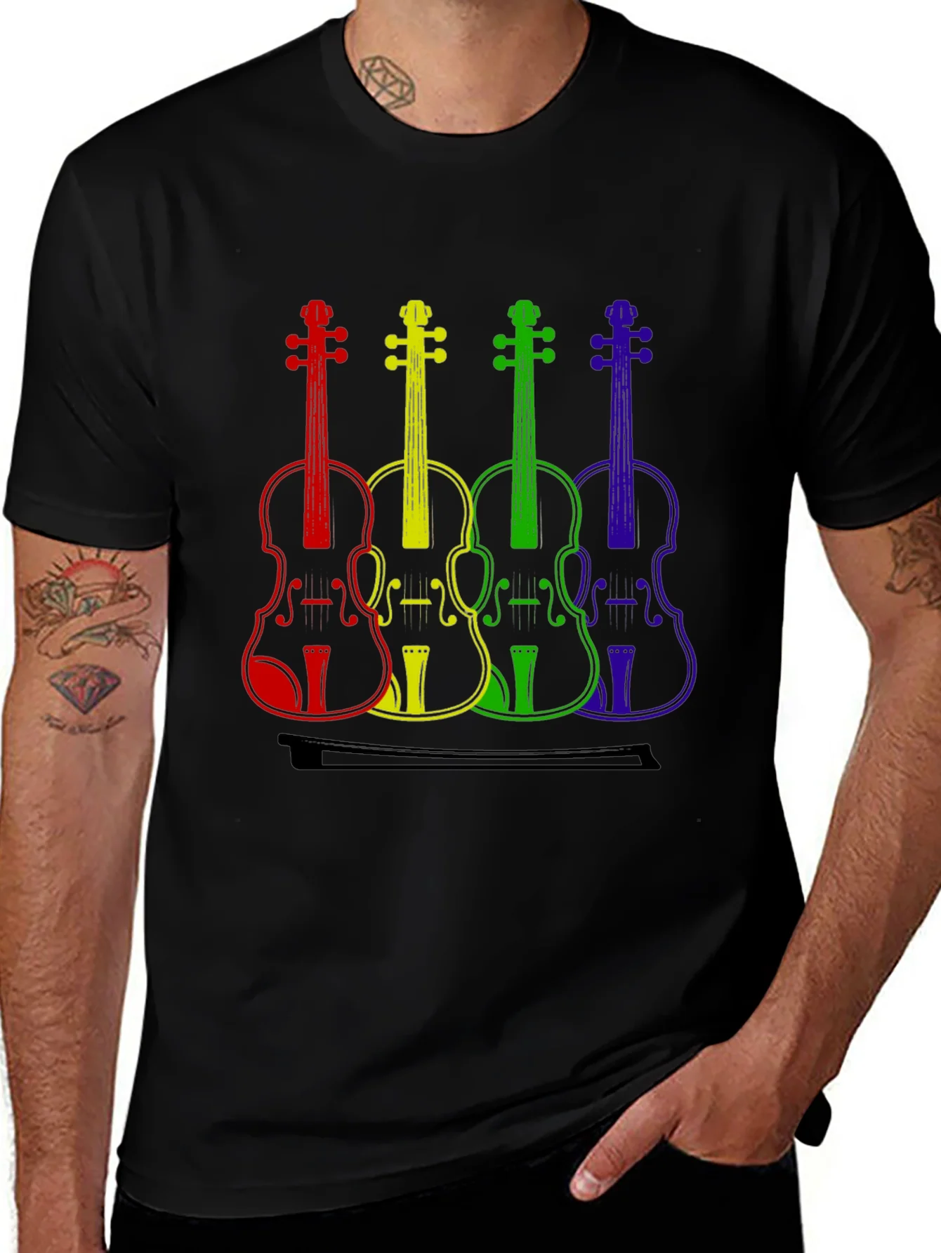 Rainbow Violin T-Shirt - Music Lover Tee