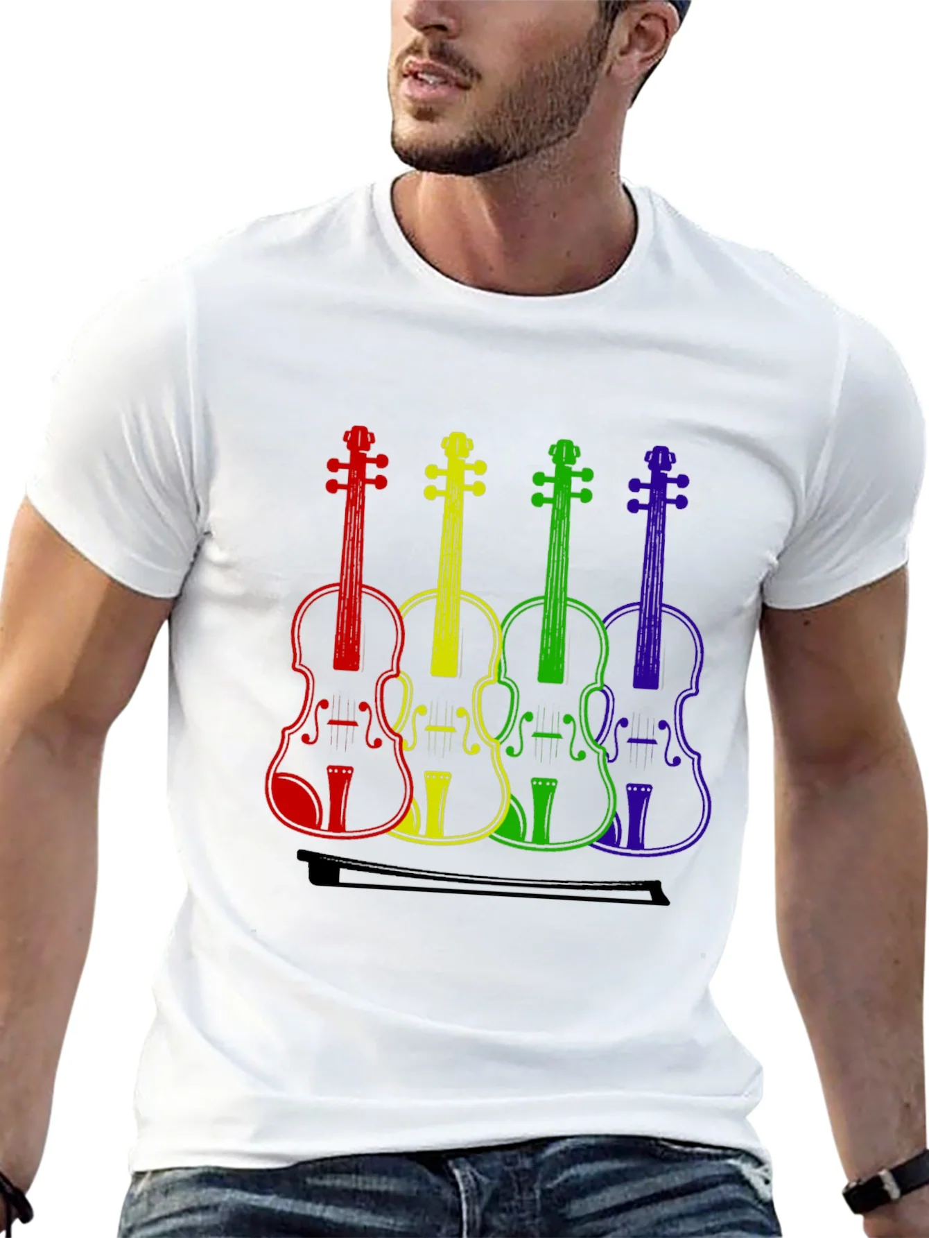 Rainbow Violin T-Shirt - Music Lover Tee