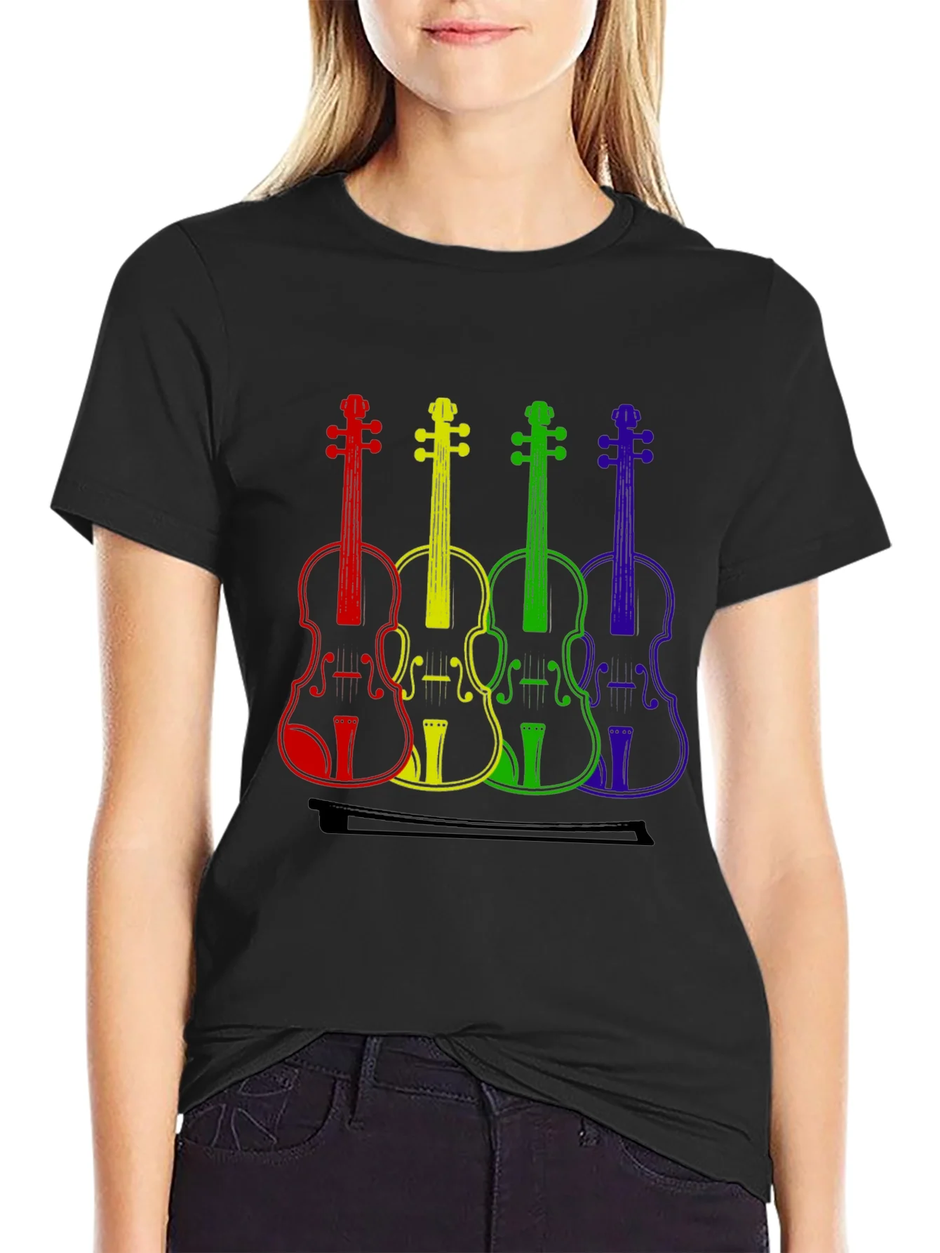 Rainbow Violin T-Shirt - Music Lover Tee