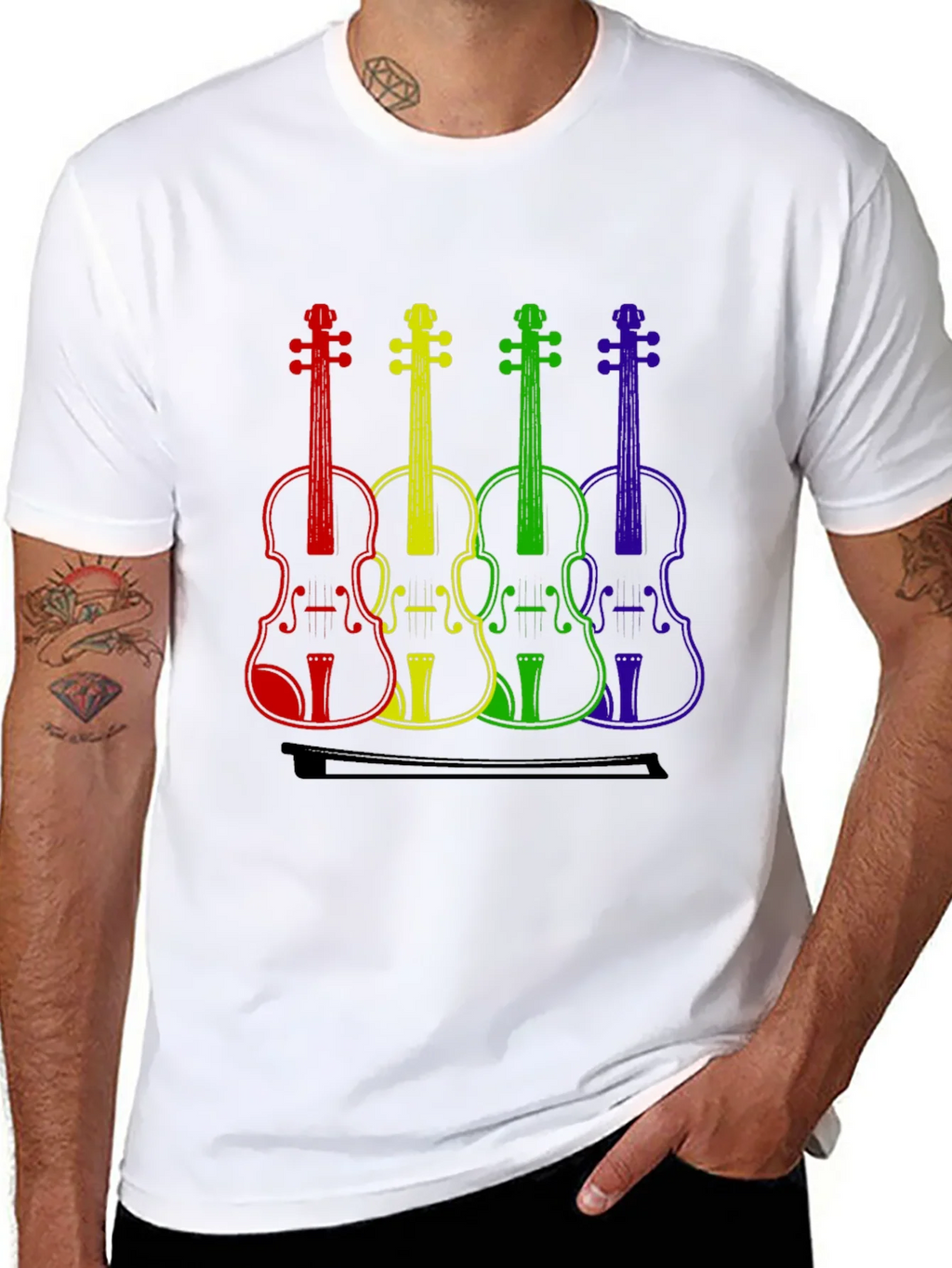 Rainbow Violin T-Shirt - Music Lover Tee