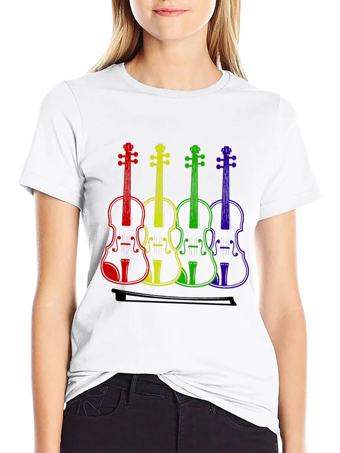 Rainbow Violin T-Shirt - Music Lover Tee