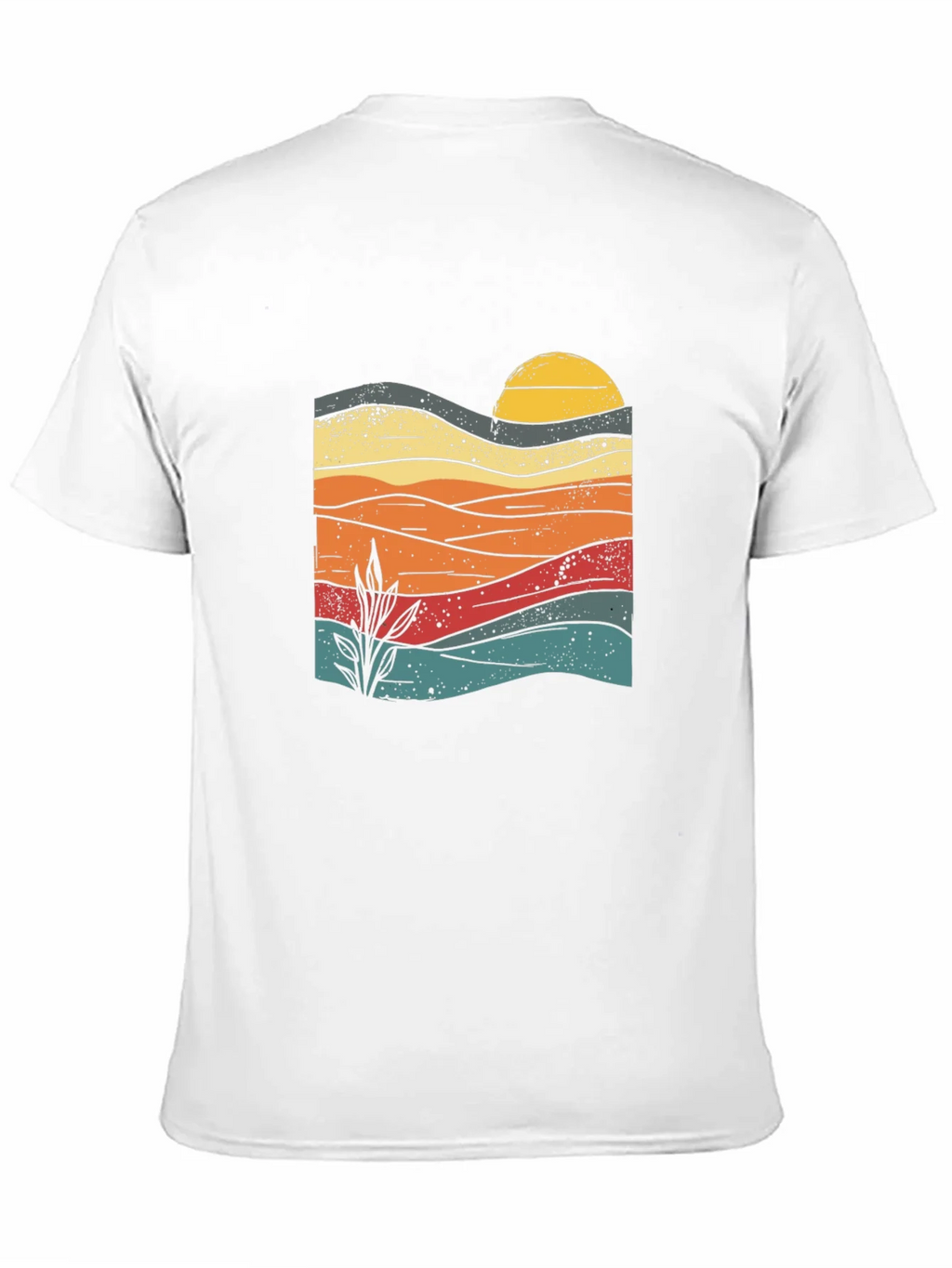 Retro Sunset Graphic Tee - Black Cotton Blend