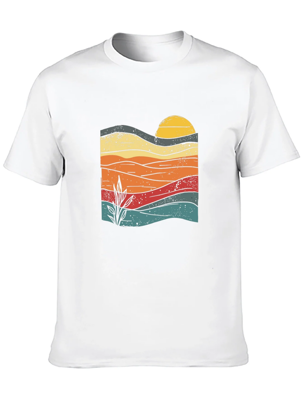Retro Sunset Graphic Tee - Black Cotton Blend