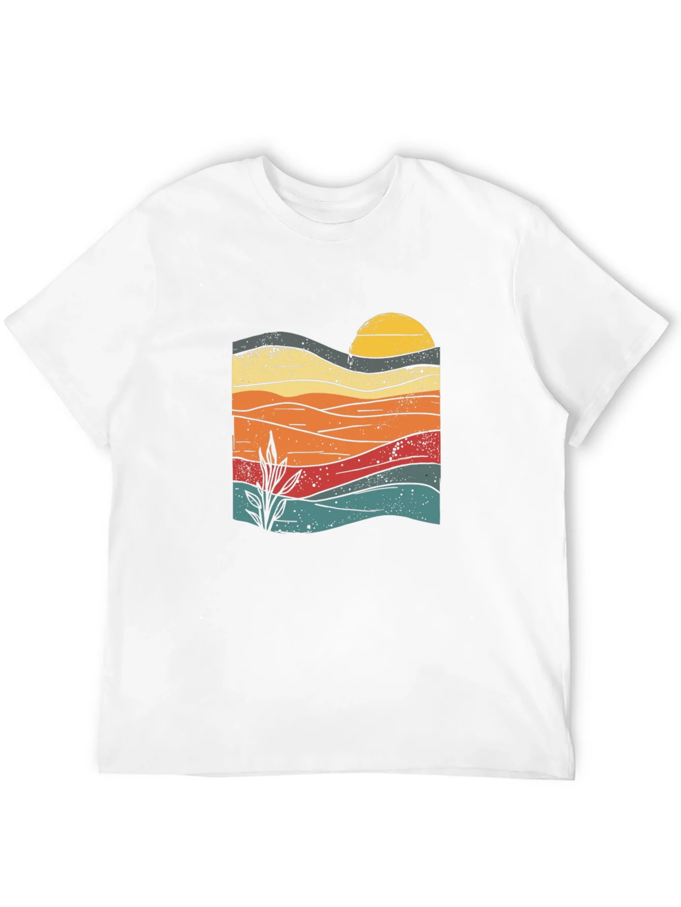 Retro Sunset Graphic Tee - Black Cotton Blend