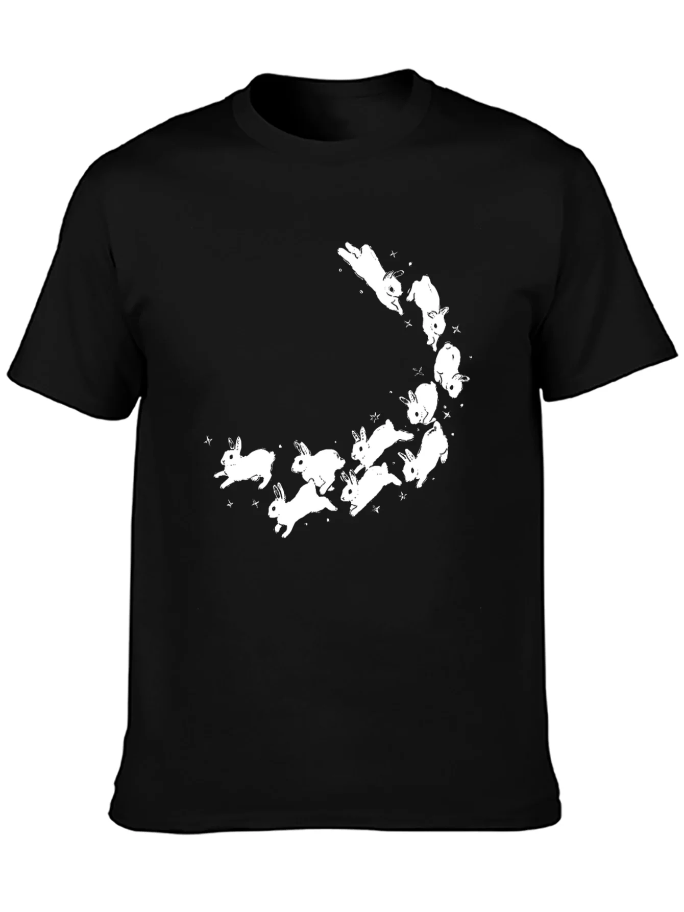 Bunny Constellation Graphic Tee - Soft Black Cotton