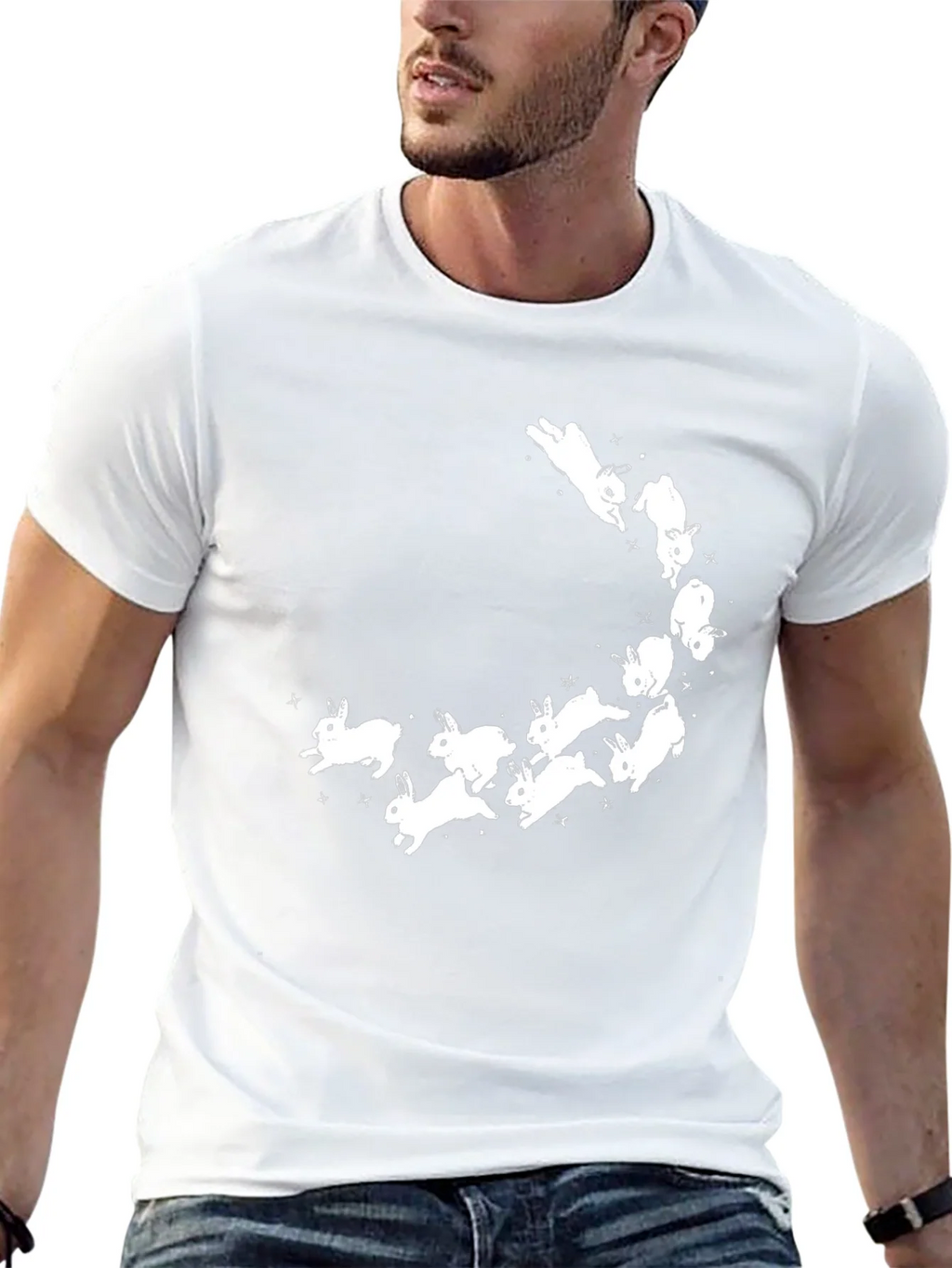 Bunny Constellation Graphic Tee - Soft Black Cotton