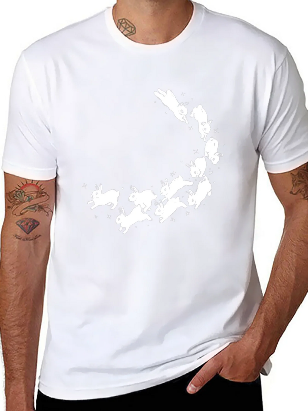 Bunny Constellation Graphic Tee - Soft Black Cotton