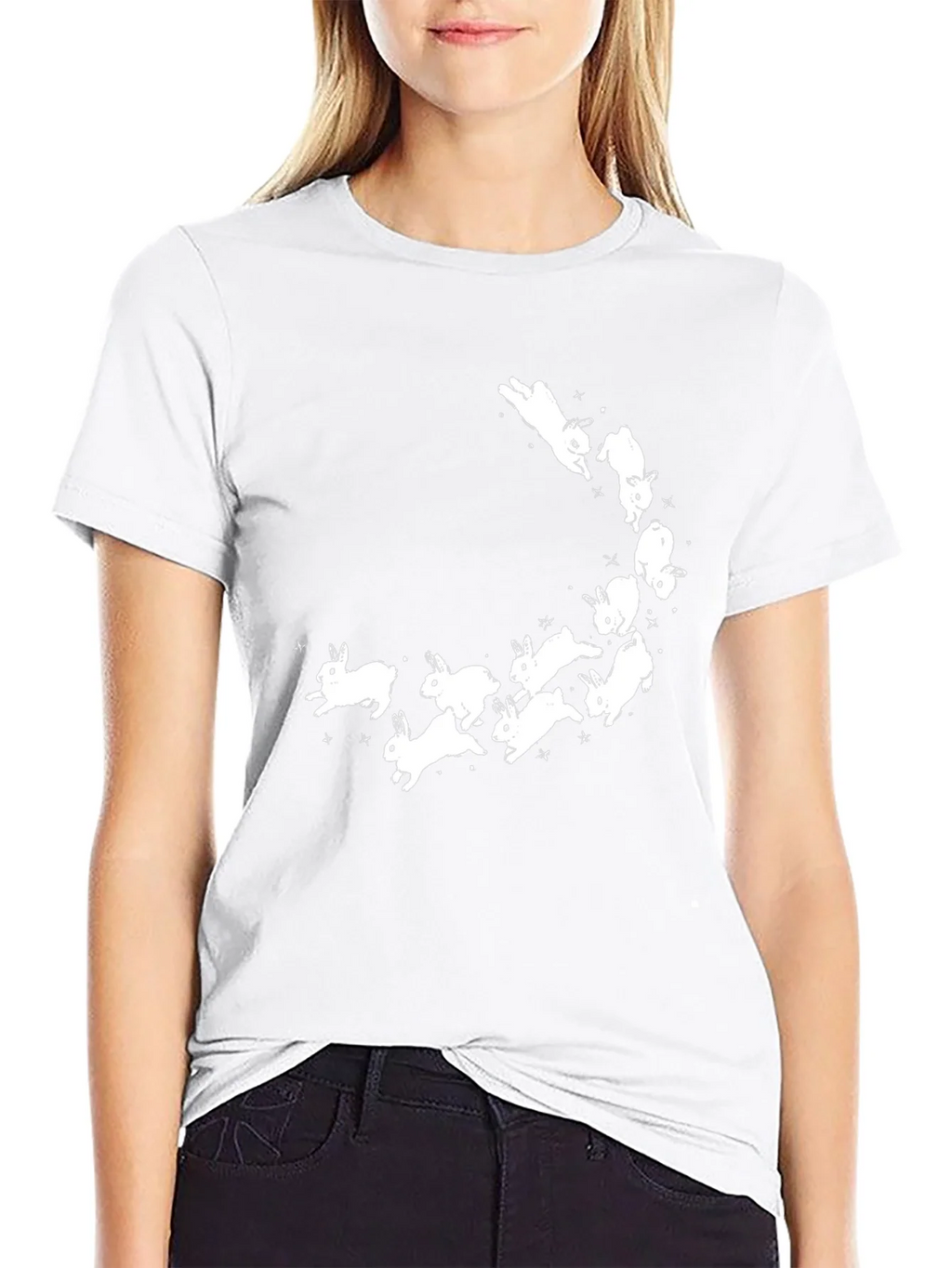 Bunny Constellation Graphic Tee - Soft Black Cotton
