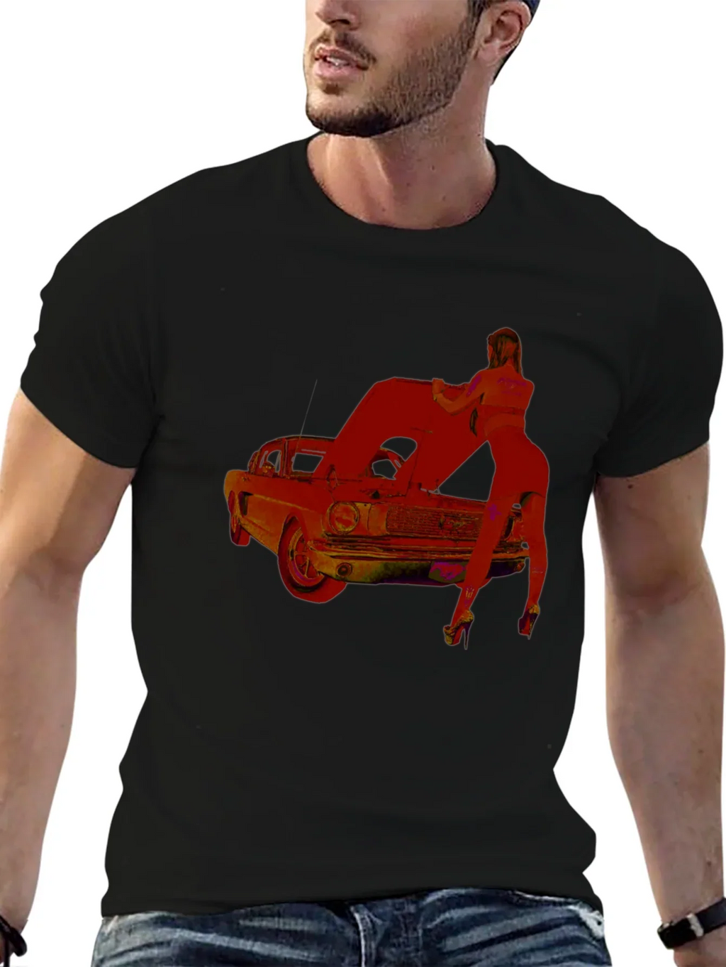 Classic Car Graphic T-Shirt - Black
