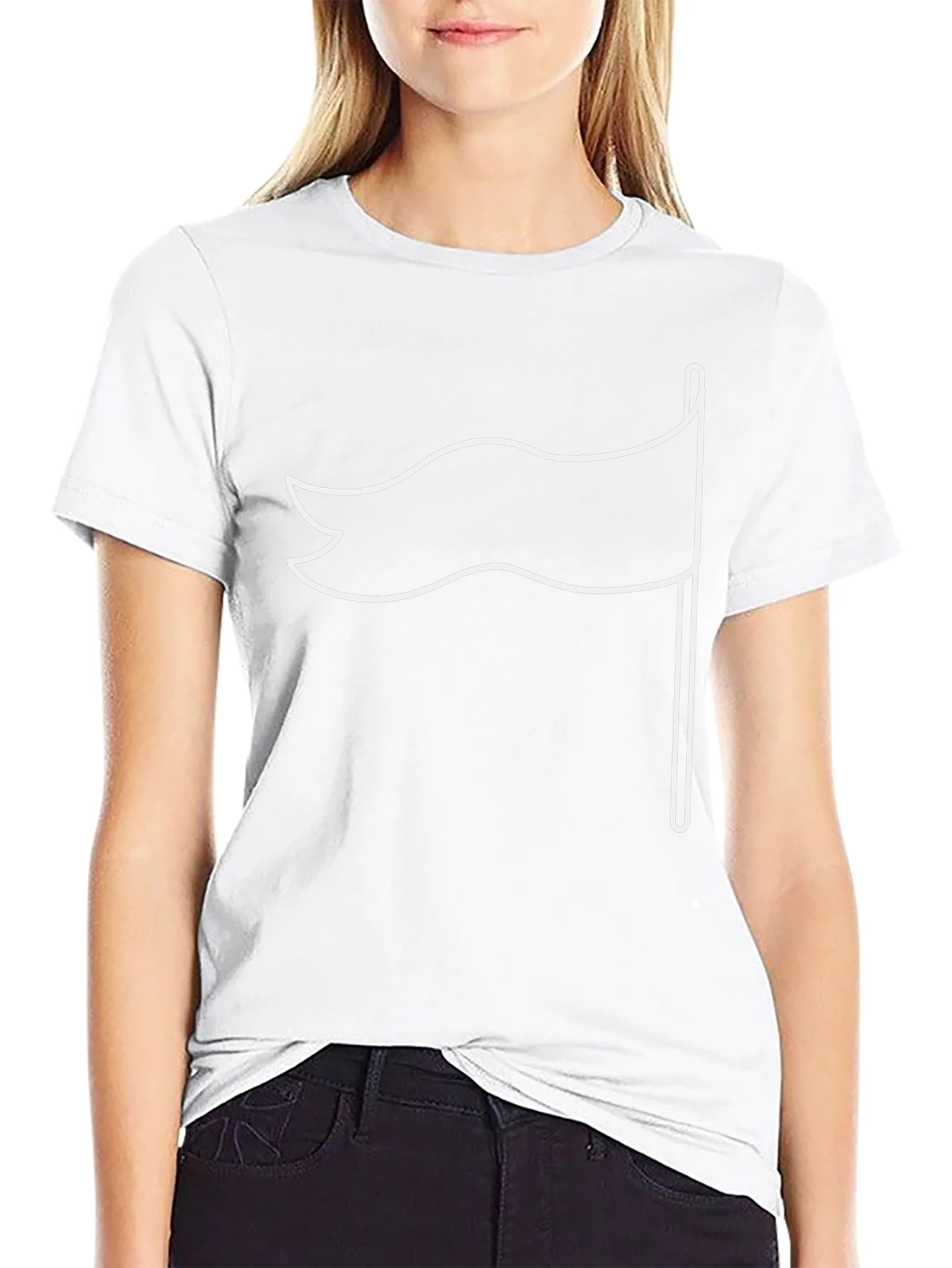 Black T-Shirt with White Flag Graphic