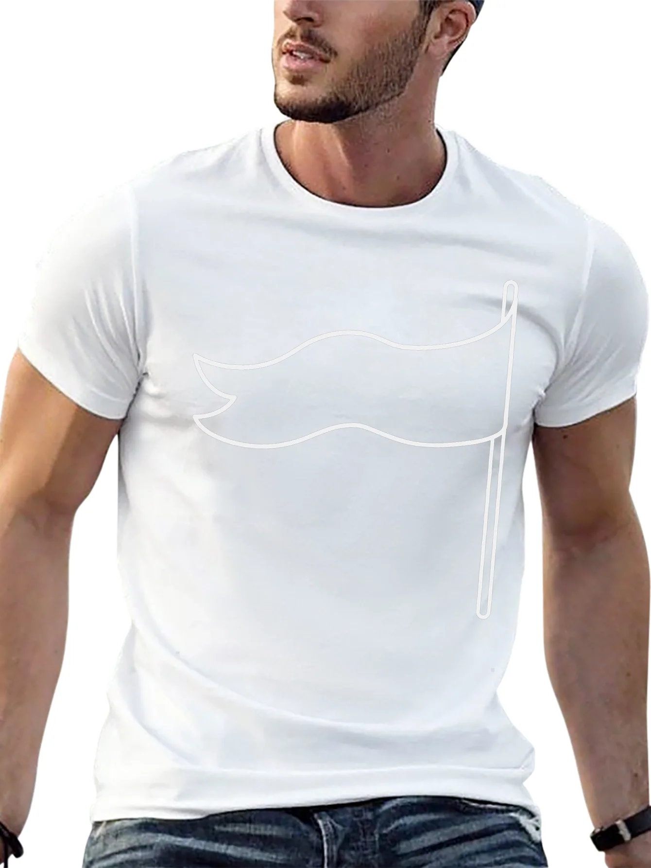 Black T-Shirt with White Flag Graphic