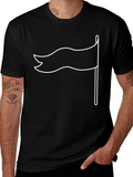Black T-Shirt with White Flag Graphic