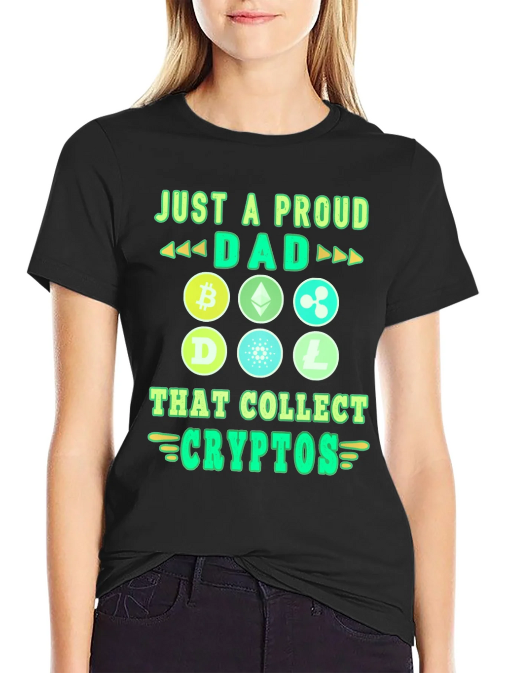 Proud Dad Crypto Collector Black Graphic Tee