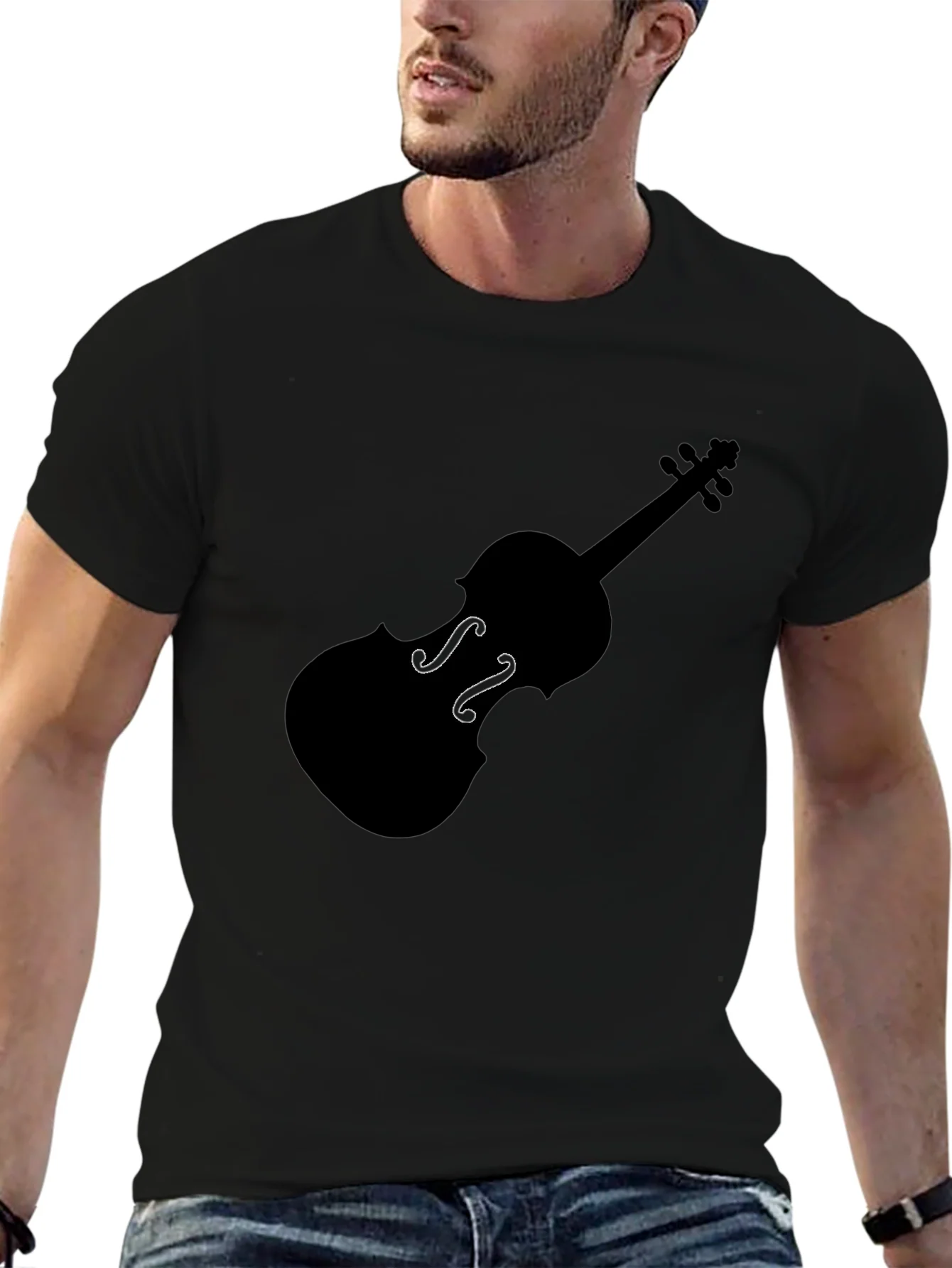 Violin Graphic Tee - Black Music Lover T-Shirt