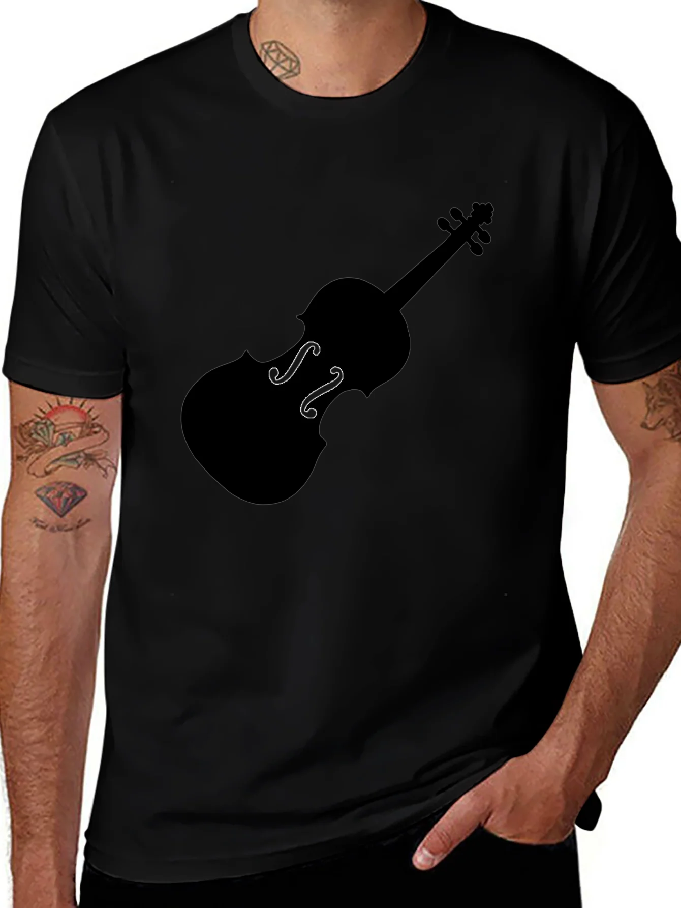 Violin Graphic Tee - Black Music Lover T-Shirt