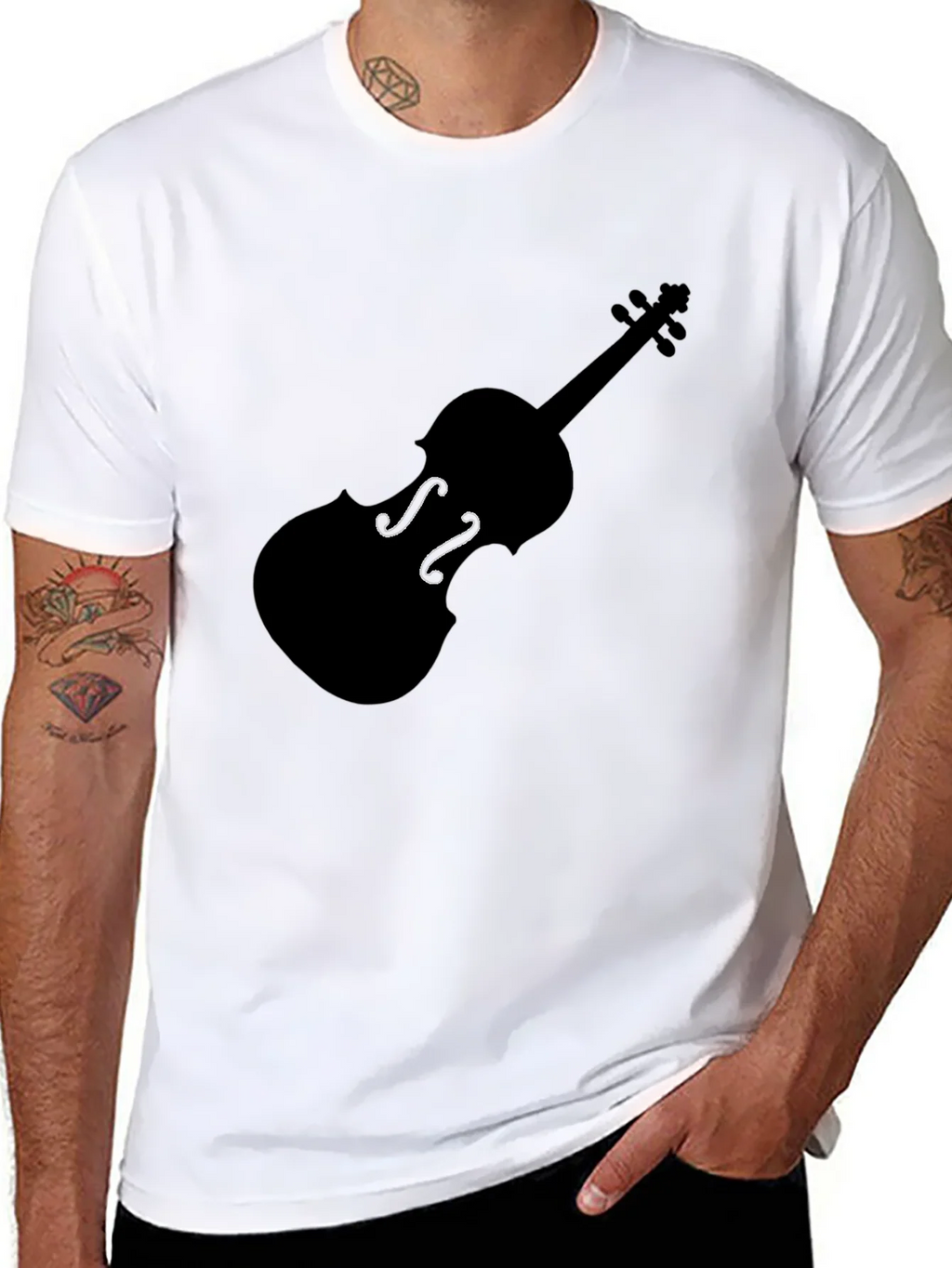 Violin Graphic Tee - Black Music Lover T-Shirt