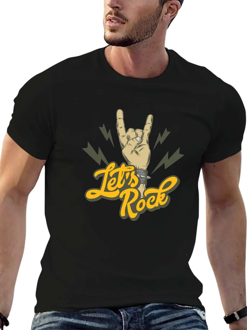 Lets Rock Hand Gesture Graphic Tee