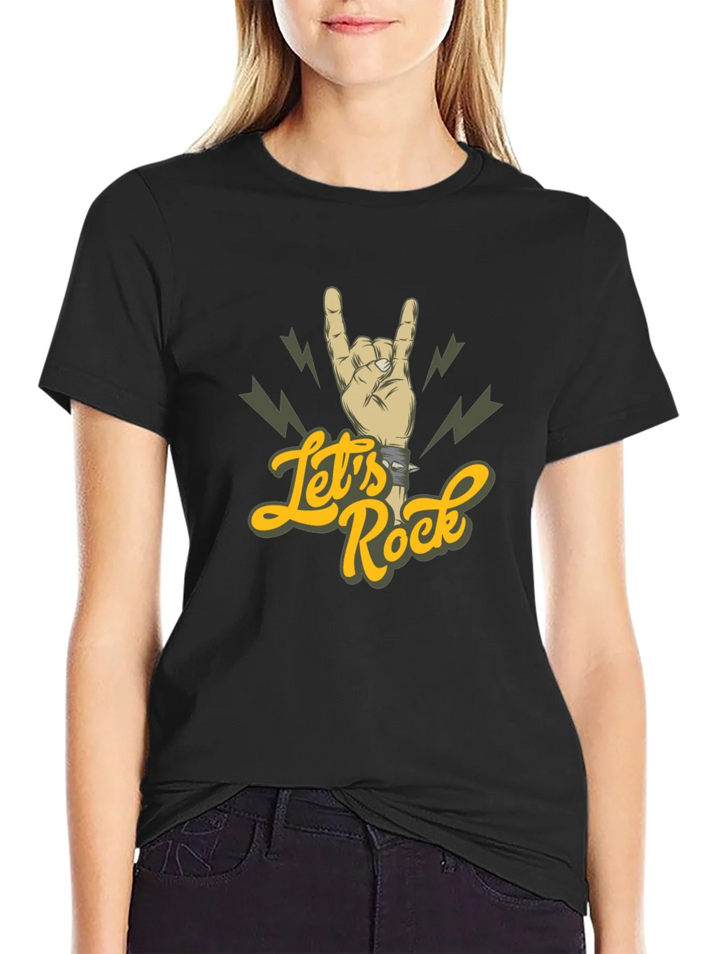 Lets Rock Hand Gesture Graphic Tee