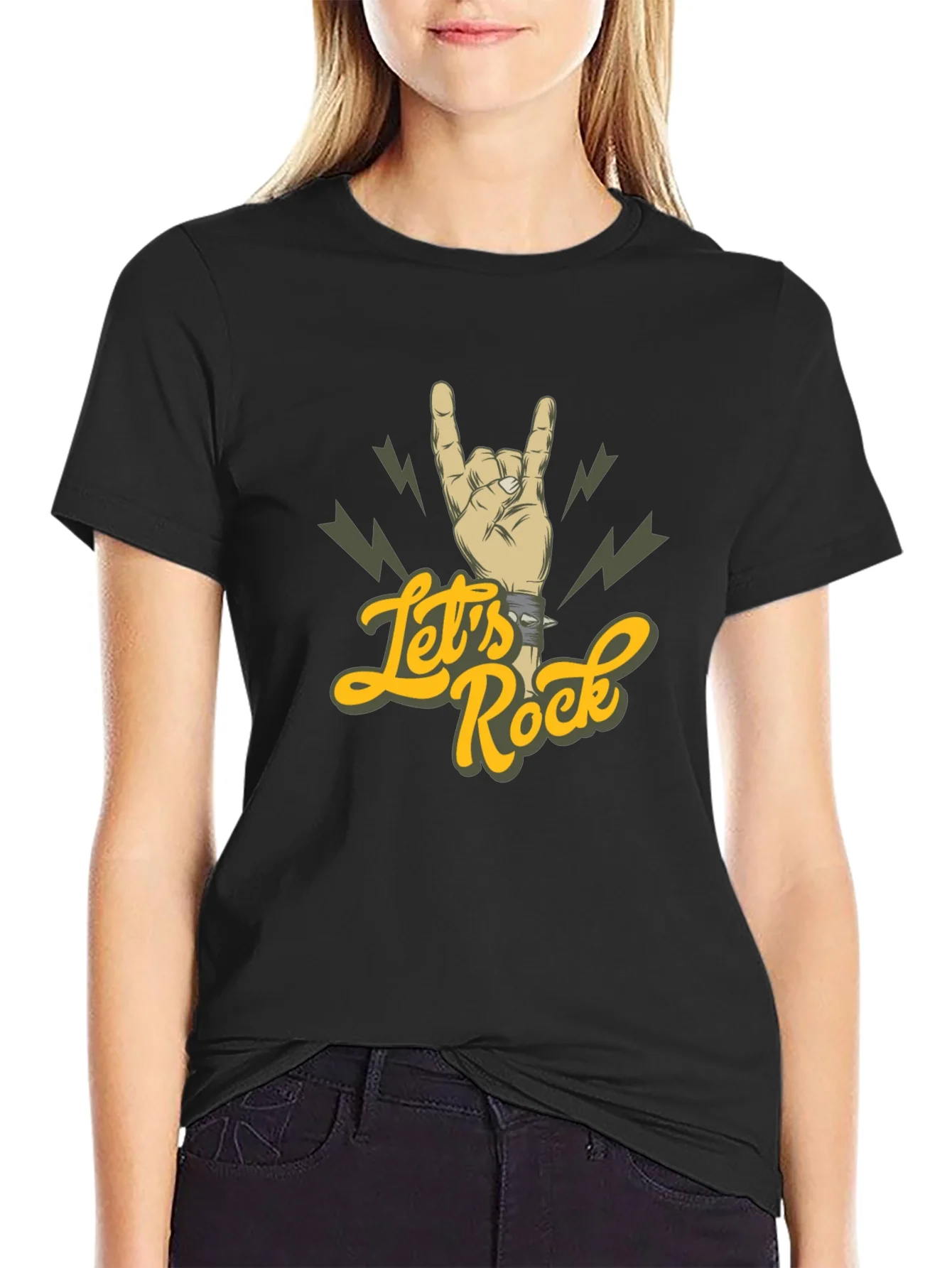 Lets Rock Hand Gesture Graphic Tee