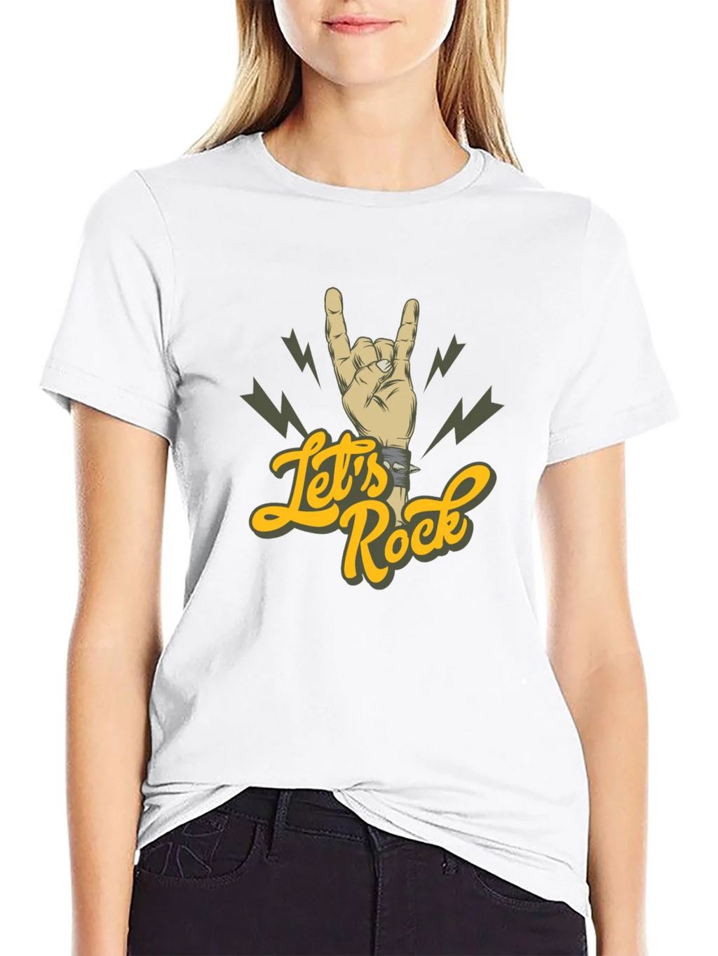 Lets Rock Hand Gesture Graphic Tee