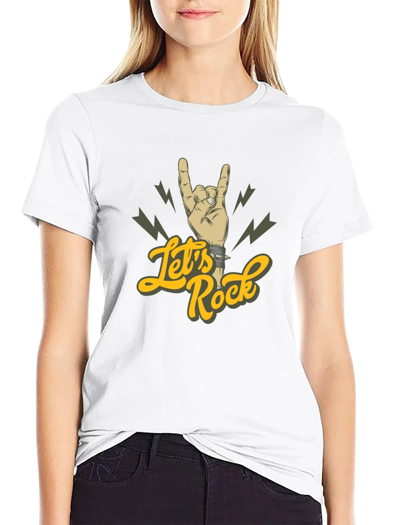 Lets Rock Hand Gesture Graphic Tee
